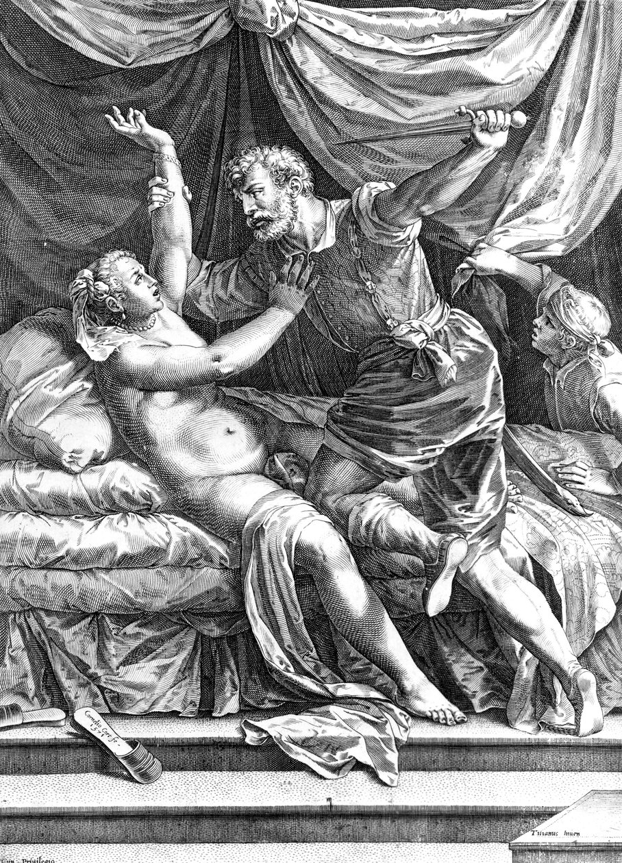 Tarquin og Lucretia, av Cornelis Cort, 1571 av Tiziano Vecelli