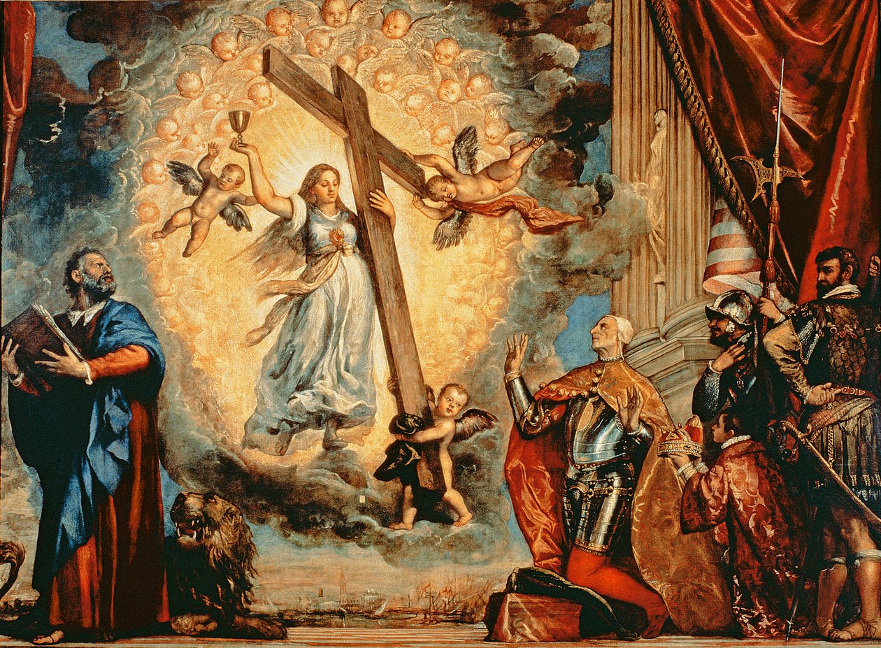 Doge Grimani kneler foran Faith av Tiziano Vecelli