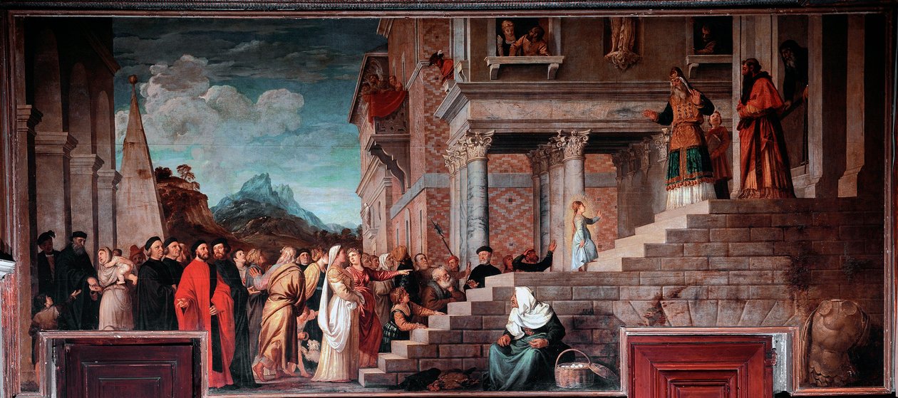Presentasjonen av jomfruen i tempelet, 1534-38 av Tiziano Vecelli