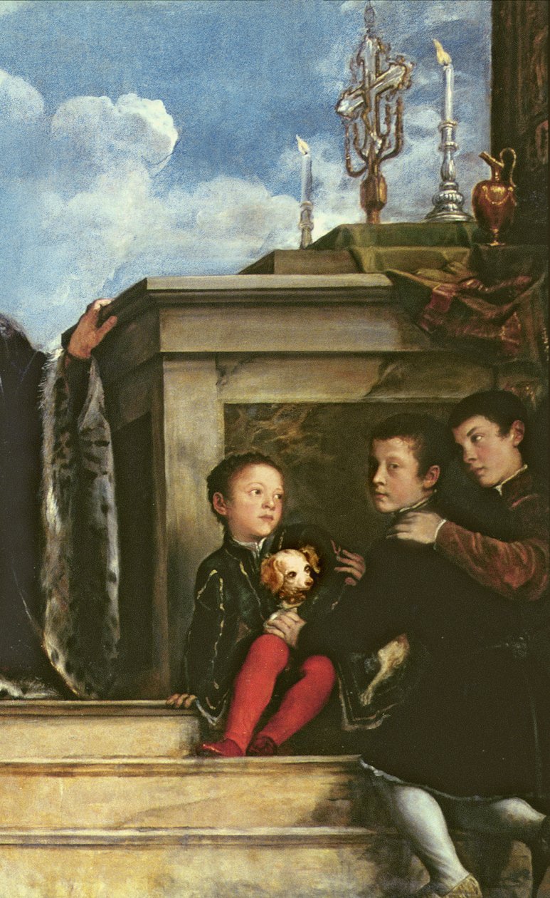 Vendramin-familien, 1543-47 olje på lerret detalj av 146860 av Tiziano Vecelli