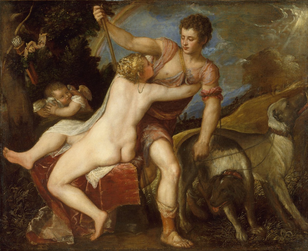 Venus og Adonis, ca. 1560 av Tiziano Vecelli