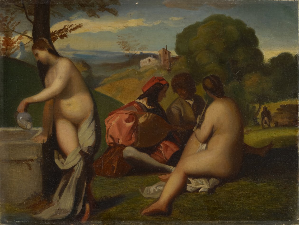 Pastoralkonserten, 1838-43 (olje på lerret og papp) av Titian c.1488 1576 manner of Titian c.1488 1576 manner of