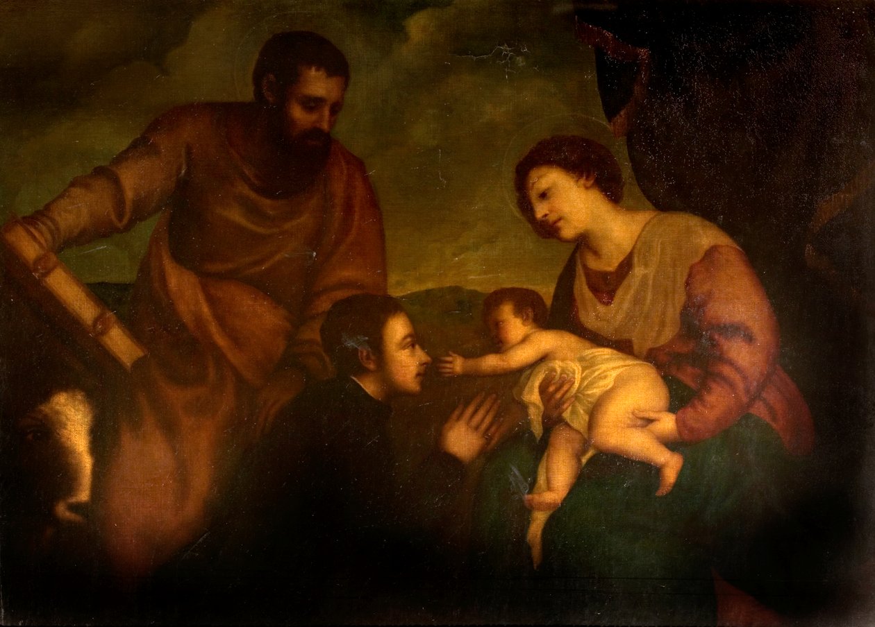 Madonna og barn med St Mark av Tiziano Vecelli