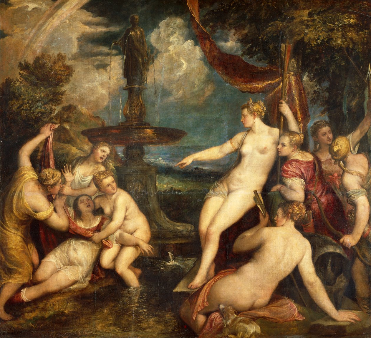Diana og Callisto, av Titian (ca 1490-1576), olje på lerret av Titian (c.1488 1576)