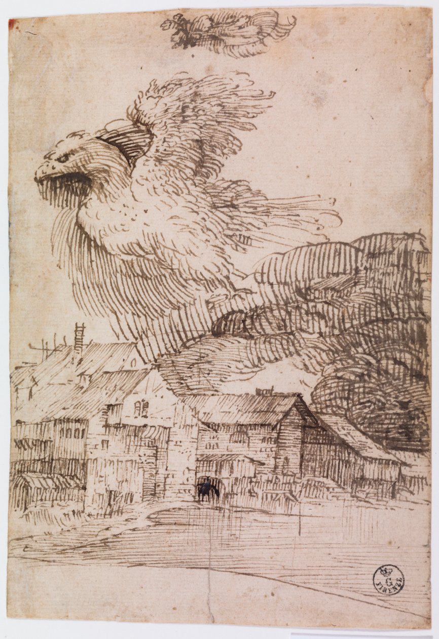 Hus og en ørn (penn og blekk på papir) av Titian (c.1488 1576)