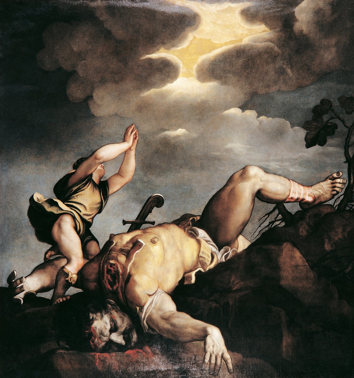 Italia, Venezia, kirken Santa Maria della Salute, David og Goliat av Titian (c.1488 1576)