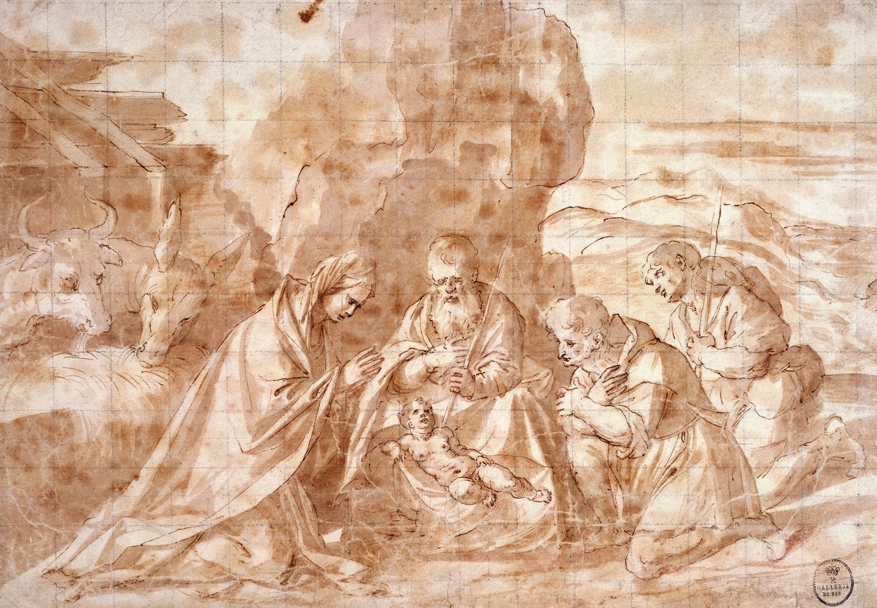 Fødsel av Titian (ca 1490-1576), tegning av Titian (c.1488 1576)