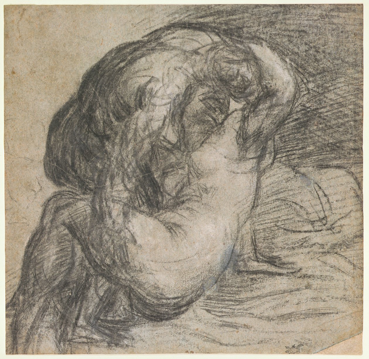 No.2256 Par i en omfavnelse, eller Jupiter og Io, ca. 1570 (kull og kritt) av Tiziano Vecelli