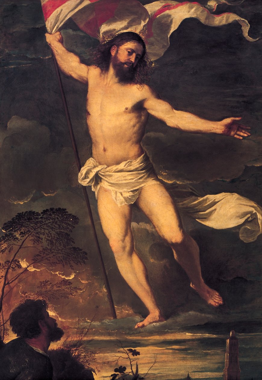 Resurrection of Christ, detalj fra sentralpanelet til Averoldi-altertavlen, av Tiziano Vecellio (1488-1576), olje på lerret, 278x292 cm, Collegiate Church of Saints Nazario and Celso, Brescia av Titian (c.1488 1576)