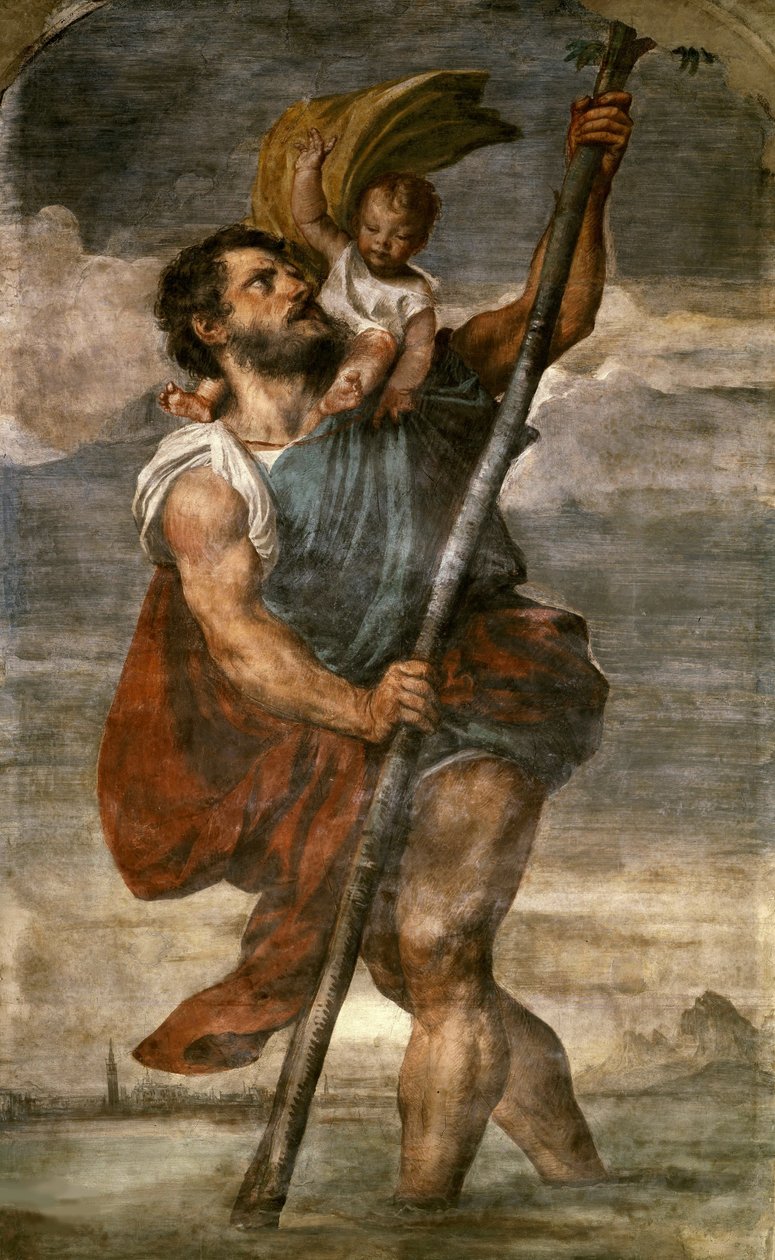 Den hellige Christopher av Titian (c.1488 1576)