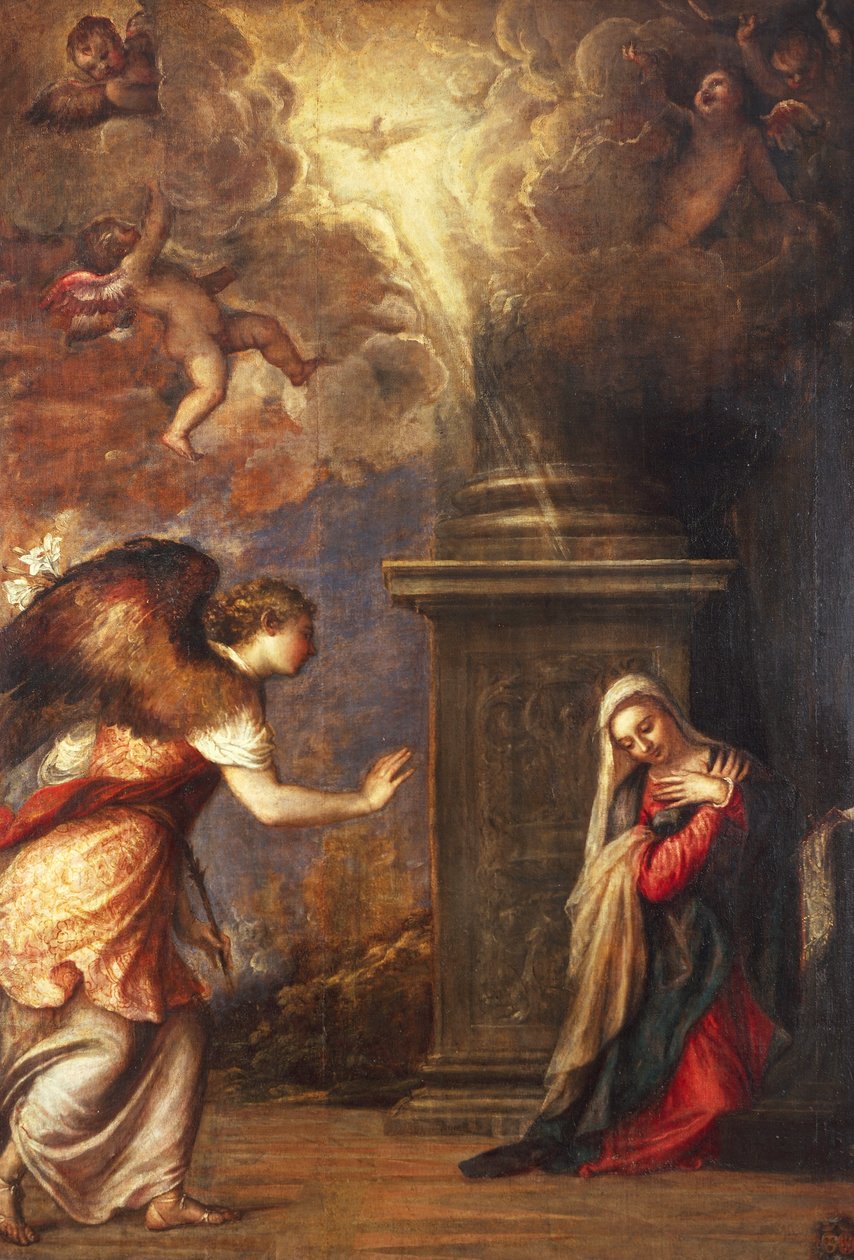 Bebudelsen, av Titian (ca 1490-1576), fra kirken San Domenico Maggiore i Napoli, olje på lerret, 280x210 cm av Titian (c.1488 1576)