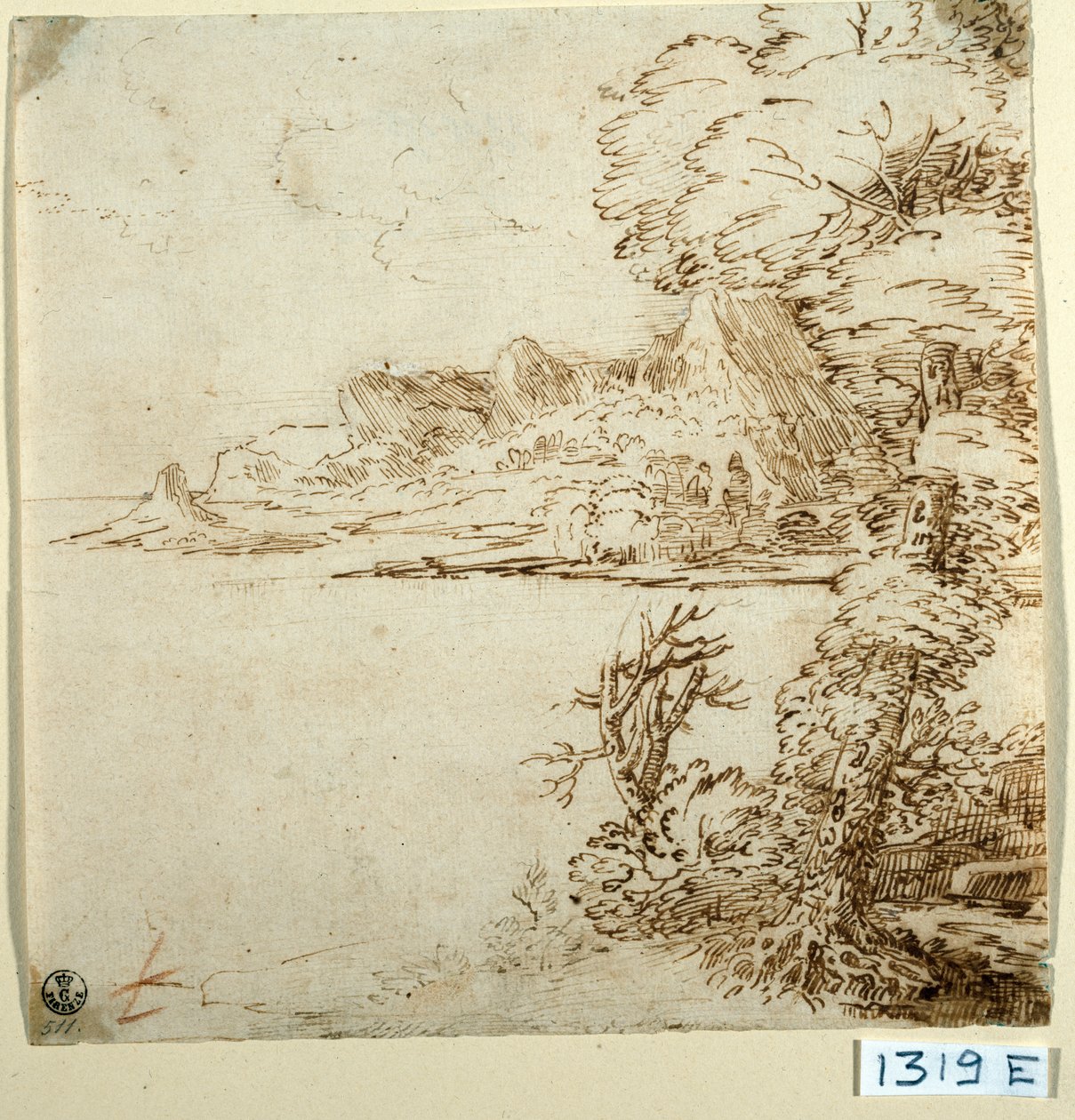 Utsikt over en fjellkyst (blekk på papir) av Titian (c.1488 1576)