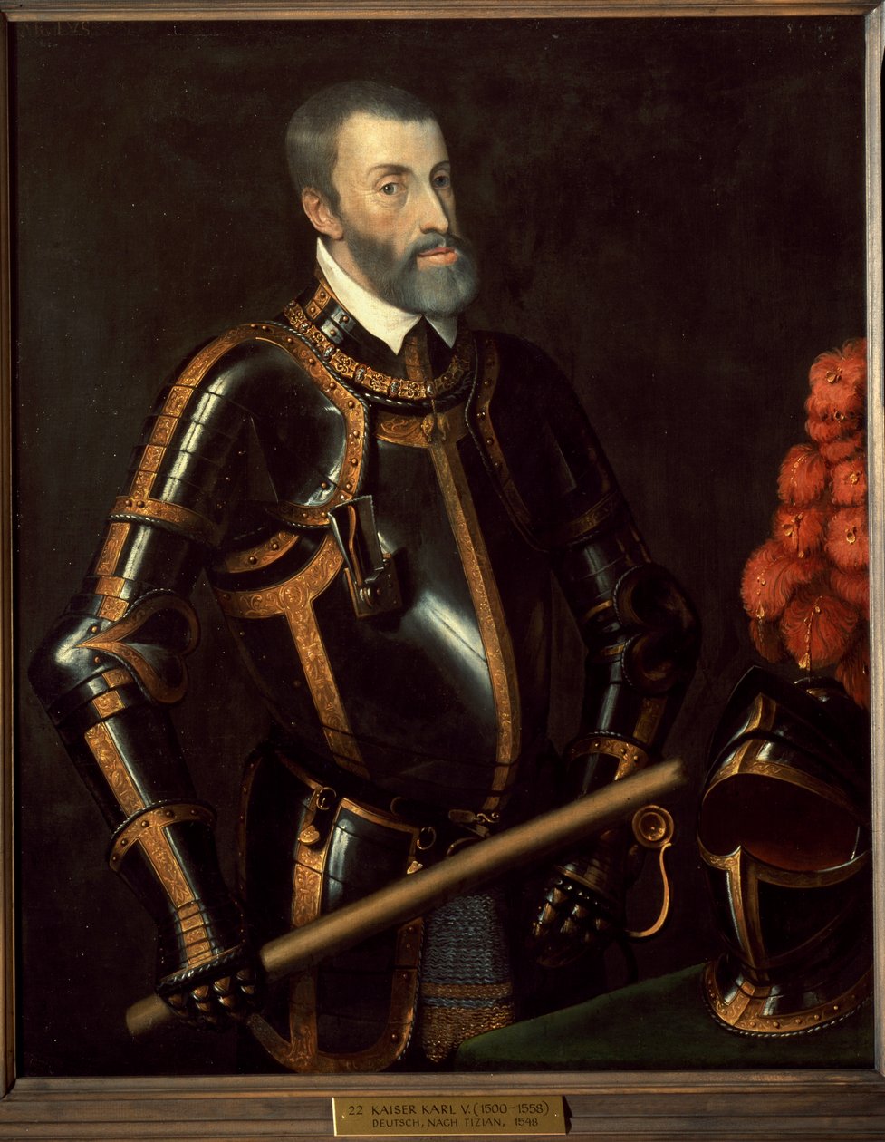 Portrett av Karl V, keiser av Tyskland av Titian (c.1488 1576) (manner of)