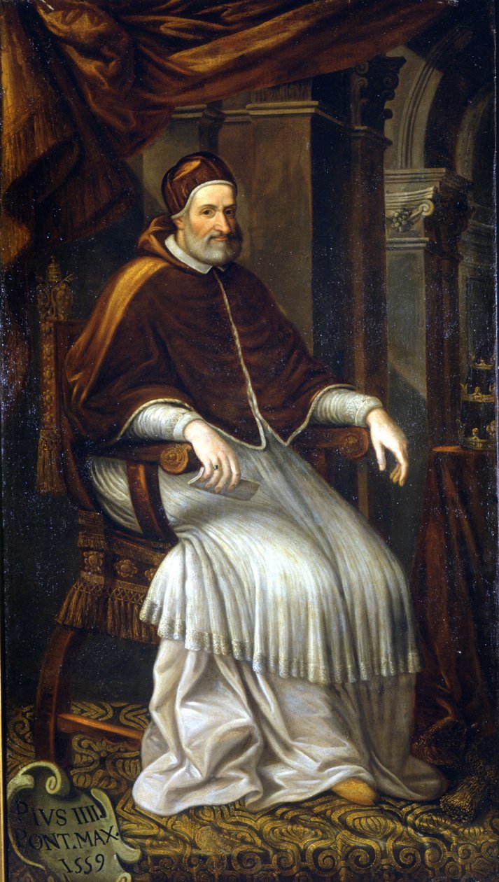 Pius IV (1499 - 1565). Maleri av Bizzozzero. Milano, samling av Ca 'Granda sykehus av Titian (c.1488 1576) (school of)