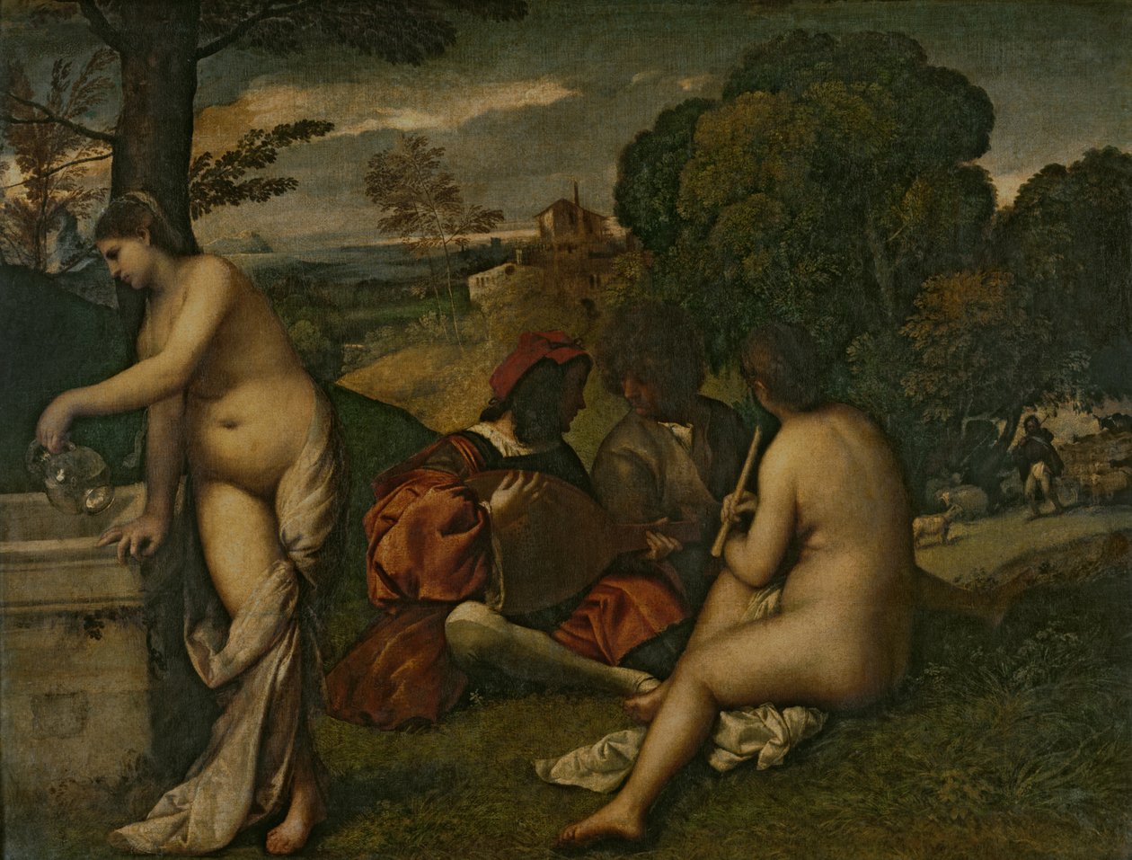 Le Concert Champetre (friluftskonsert), ca. 1510 (olje på lerret) av Tiziano Vecelli