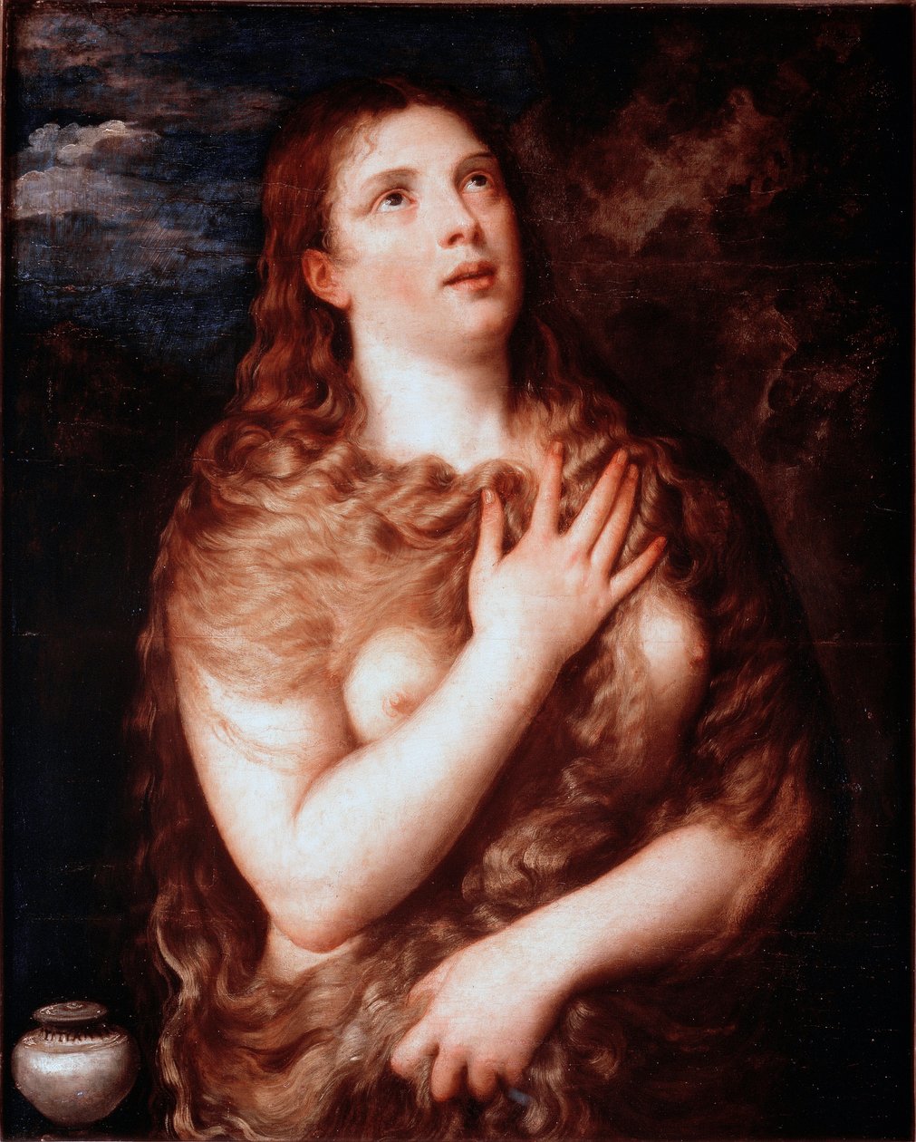 Maria Magdalena i bot (maleri, ca. 1533) av Titian (c.1488 1576)
