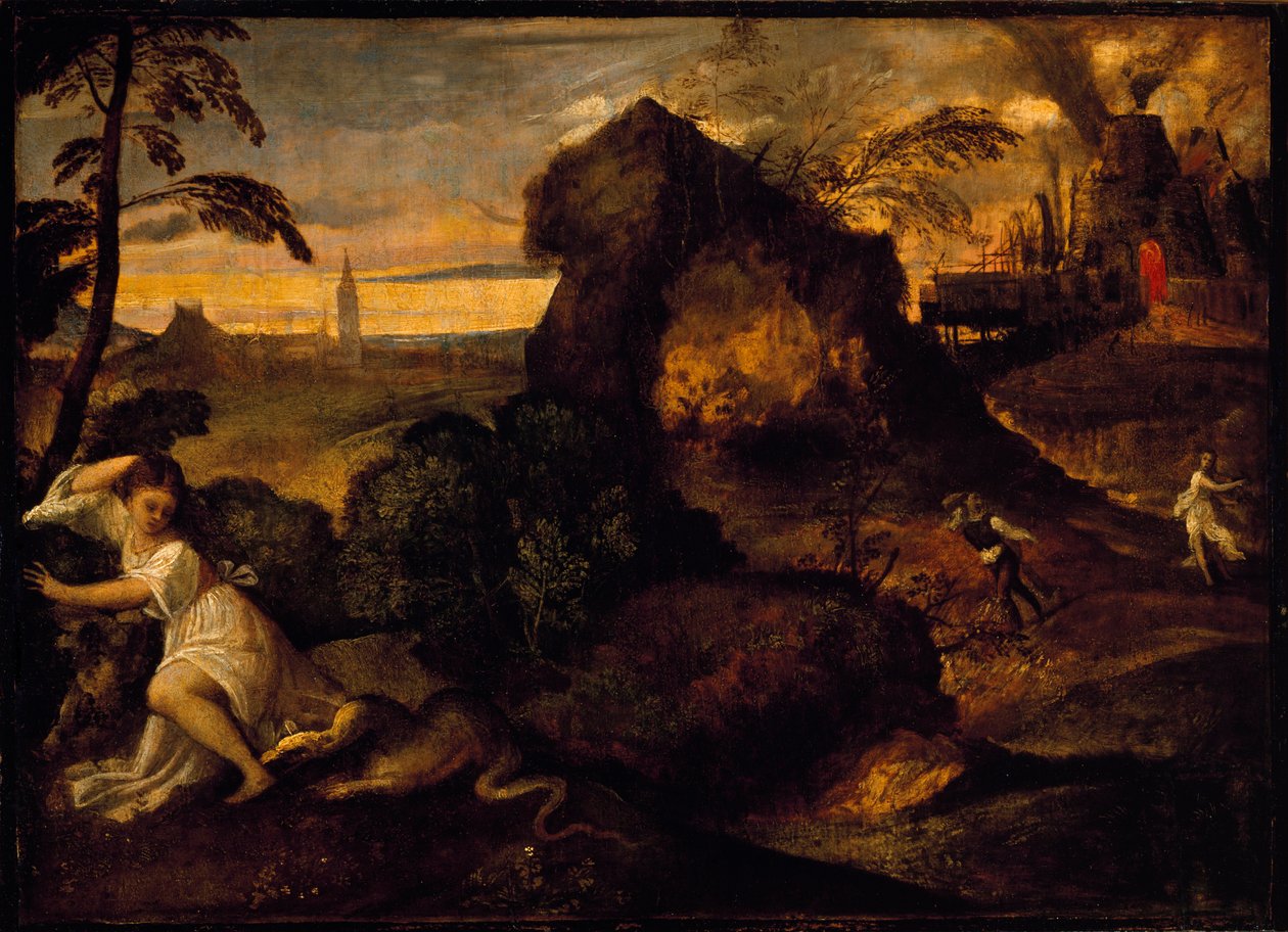 Orphee and Eurydice Maleri av Tiziano Vecellio kalt Titian (ca. 1490-1576). Accademia Carrara fra 1500-tallet, Bergamo av Tiziano Vecelli