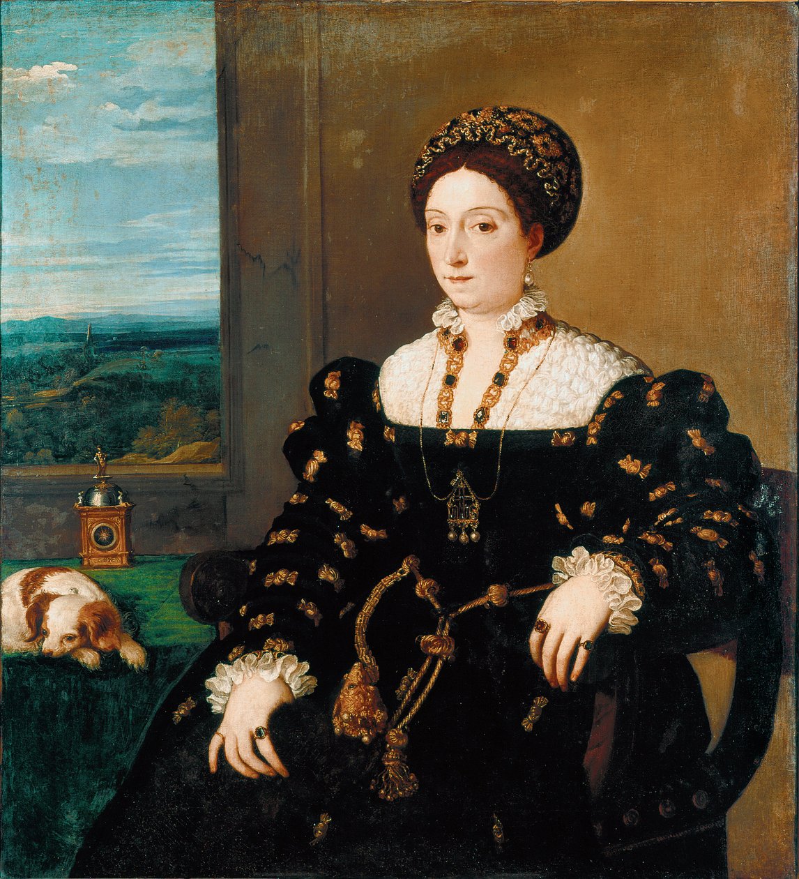 Portrett av Eleonora Gonzaga (Gonzaga), hertuginne av Urbino Maleri av Tiziano Vecellio kalt Titian (ca. 1490-1576) av Tiziano Vecelli