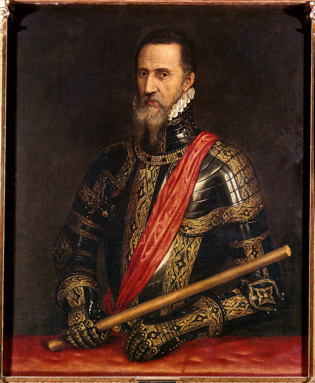 Portrett av Ferdinand Alvare de Toledo (eller Fernando Alvarez de Toledo og Pimentel), hertug av daggry, guvernør i Flandern (1508-1582) Maleri av Titian Vecellio (1480-1576). Det 16. århundre. Madrid kongelige palass av Tiziano Vecelli