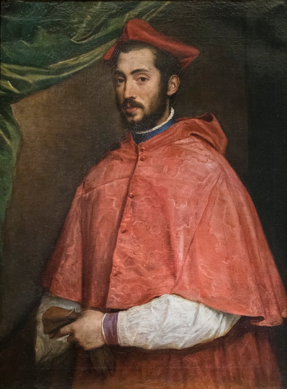 Portrett av kardinal Alessandro Farnese av Titian (c.1488-1576)