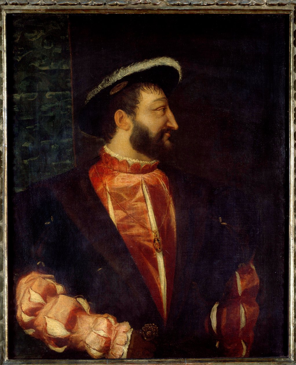 Portrett av kongen av Frankrike Francois I (1494-1547) Maleri av Tiziano Vecellio dit Le Titian (1485-1576) 1538 Søn. 1,09x0,89 m av Tiziano Vecelli