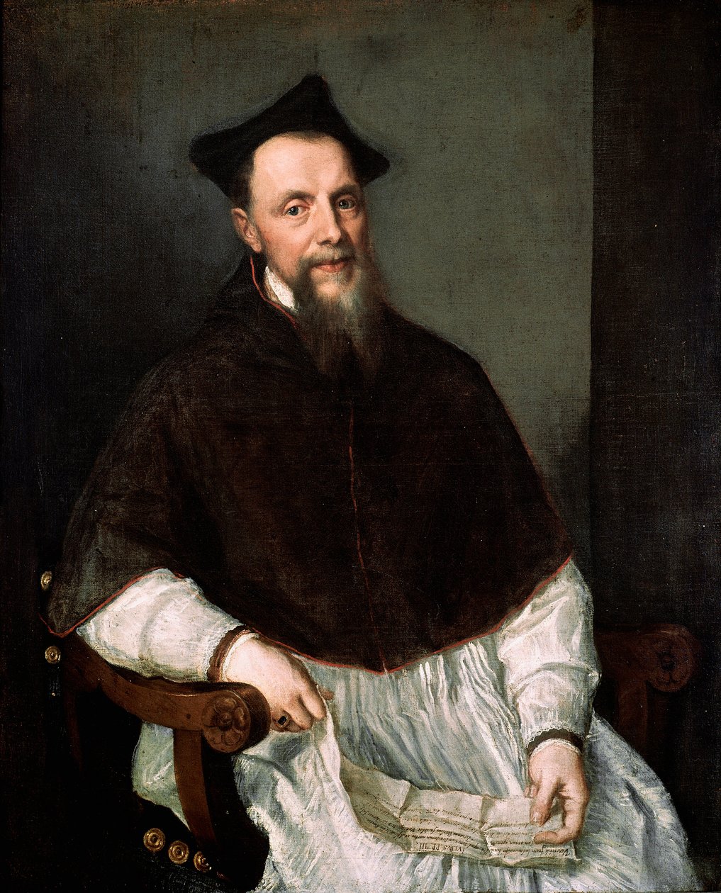 Portrett av prelaten Ludovico Beccadelli (han deltok i konsilet i Trent) Maleri av Tiziano Vecellio kalt Titian (ca. 1490-1576) av Titian (c.1488 1576)