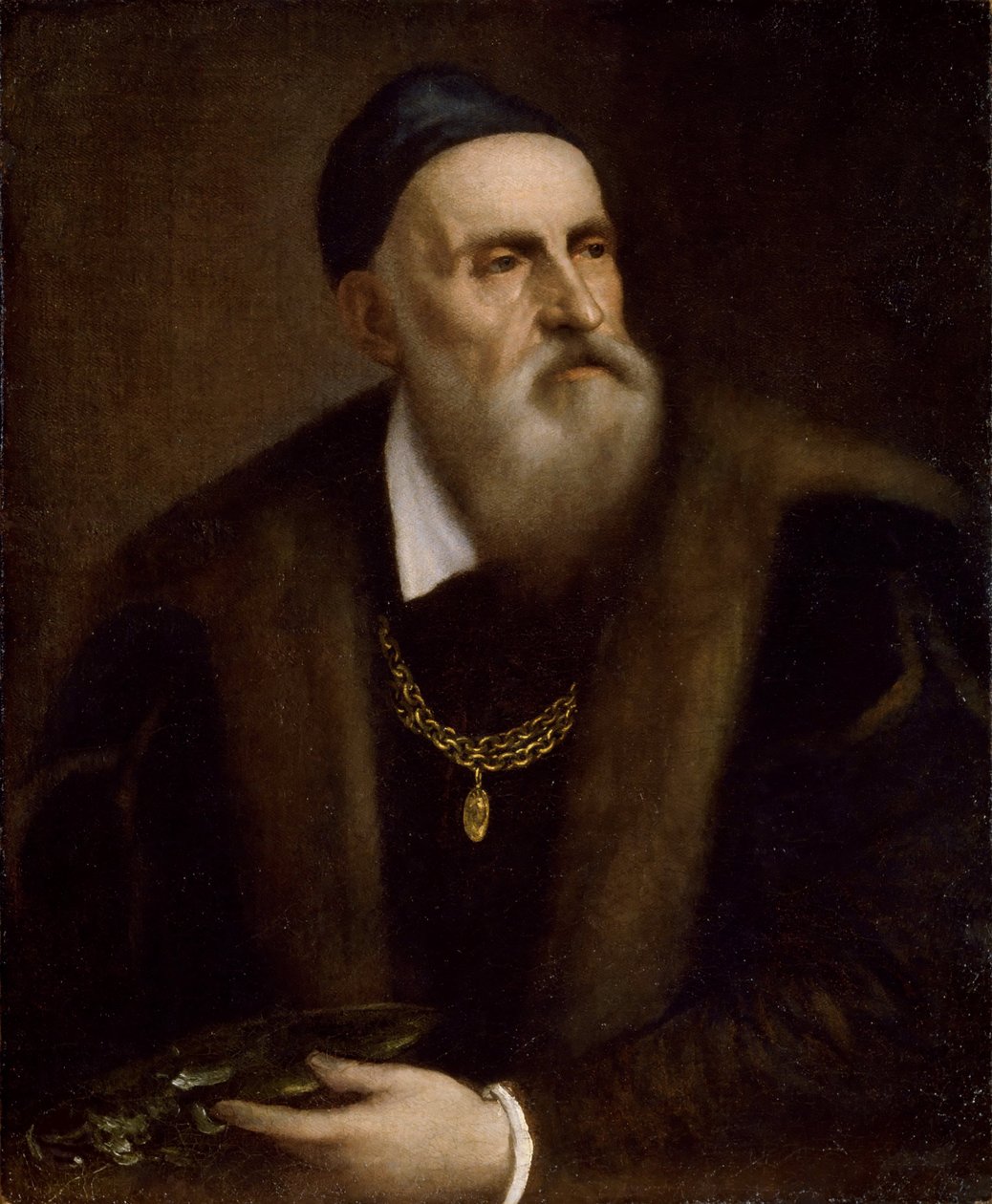 Selvportrett av Titian (1488-1576). Olje på lerret, ca 1562-1563, Dimensjon: 78x63. Galleria degli Uffizi, Firenze av Tiziano Vecelli