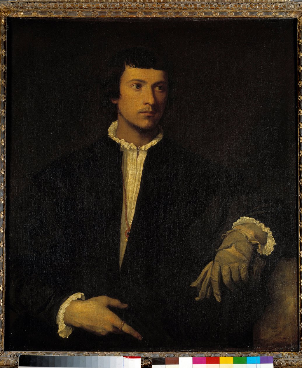 The Man with a Glove, ca. 1520 (olje på lerret) av Titian (c.1488 1576)