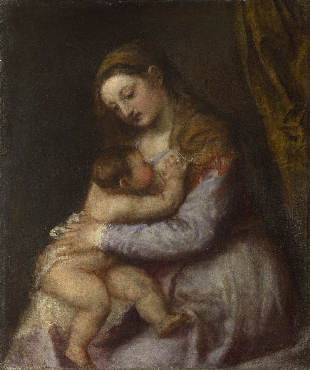 The Virgin and Child, c.1570-76 (oil on canvas) av Tiziano Vecelli