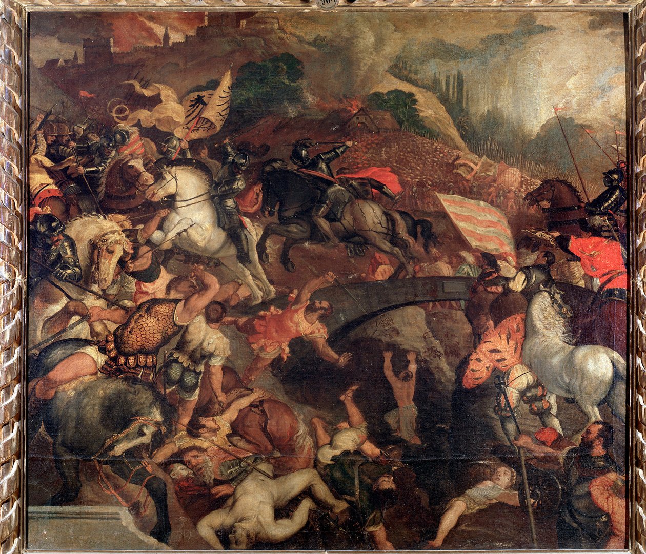 Slaget ved cadore, i 1508 - Maleri av Tiziano Vecelli
