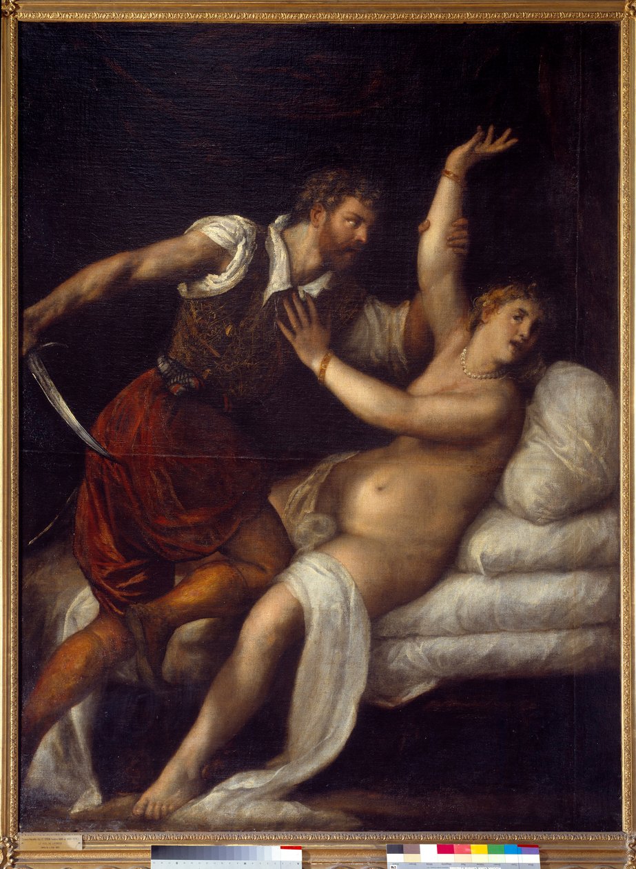 The Raping of Lucrece (? - Av. 509) eller Tarquin og Lucrece. Maleri av Titian Vecellio (1485-1576) av Tiziano Vecelli