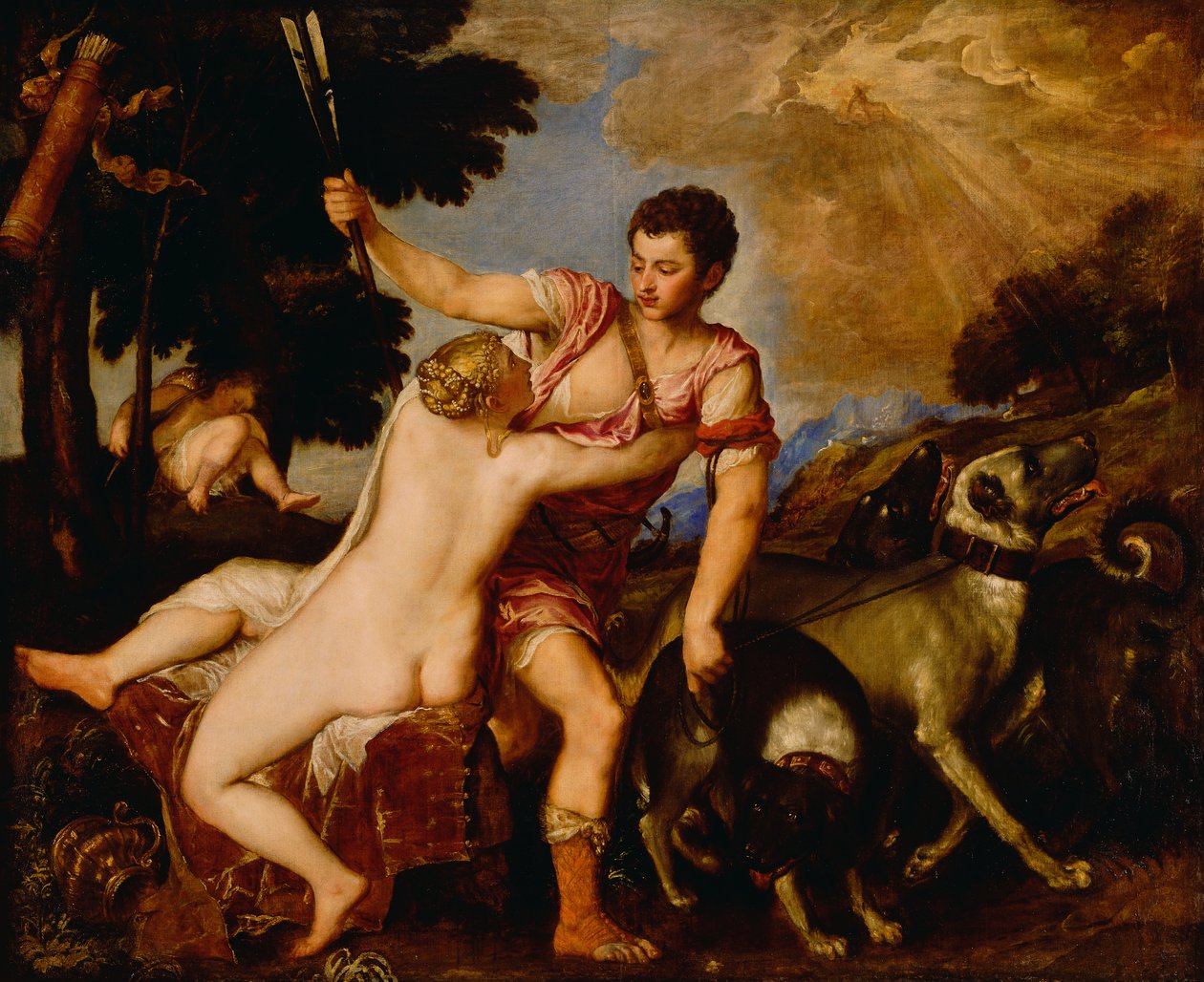 Venus og Adonis, ca. 1555-60 (olje på lerret) av Tiziano Vecelli