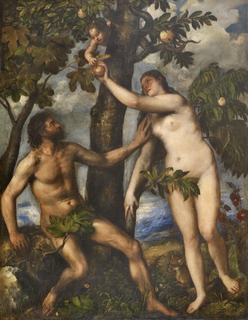 Adam og Eva, ca. 1550 av Tiziano Vecelli