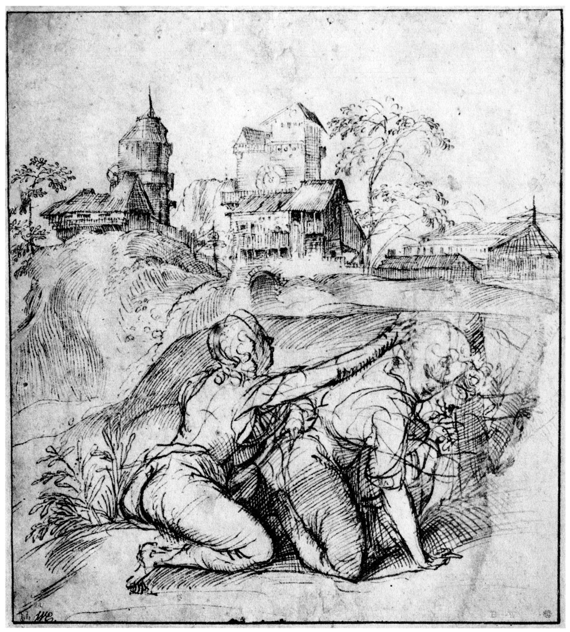 Landskap med to ungdommer, c1510, 1937 av Tiziano Vecelli