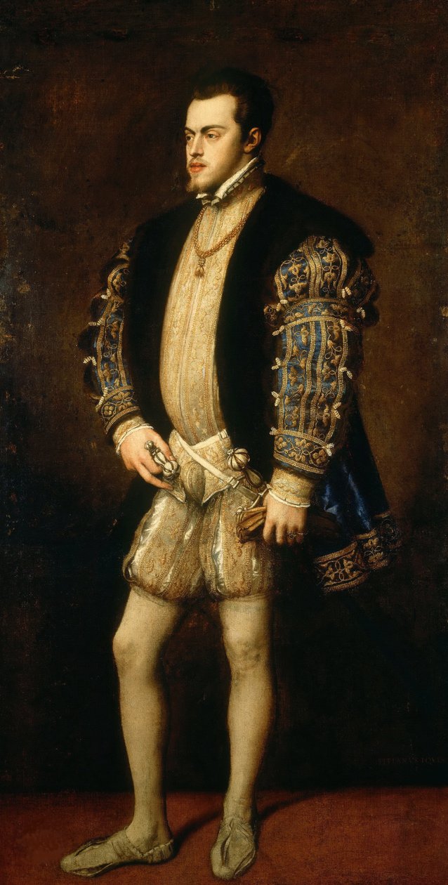 Portrett av Filip II 1527-1598, konge av Spania og Portugal. av Titian