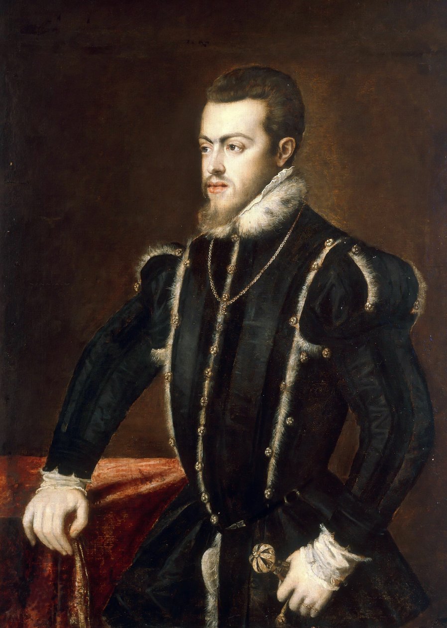 Portrett av Filip II 1527-1598, konge av Spania og Portugal, ca 1553. av Titian