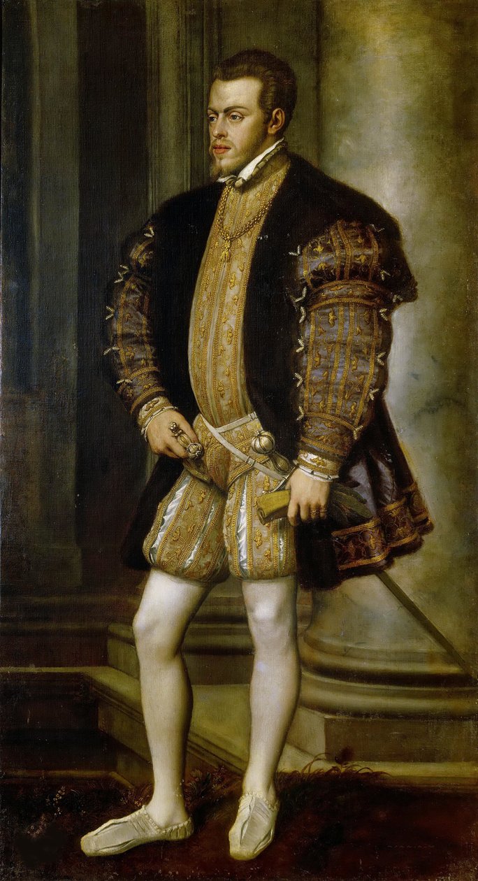 Portrett av Filip II 1527-1598, konge av Spania og Portugal, ca 1554. av Titian