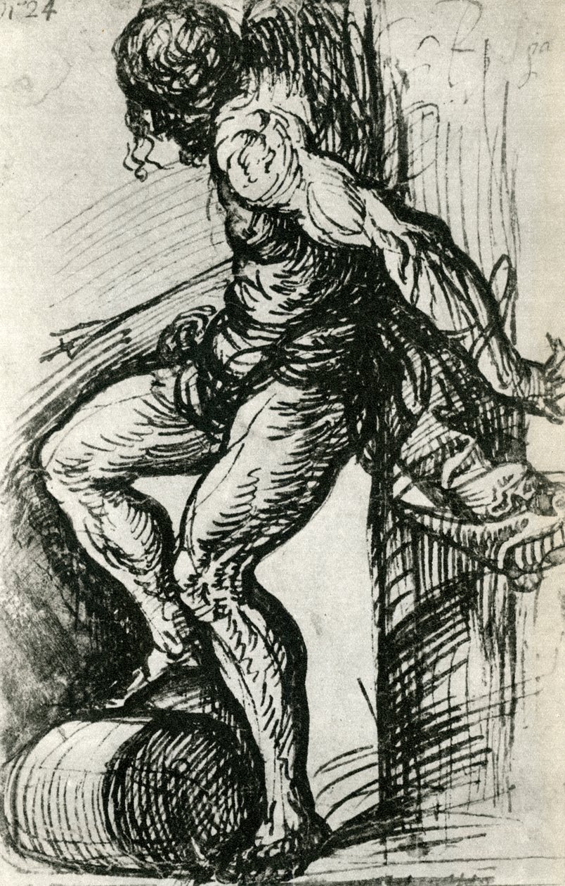 Skisse for St Sebastian, c1518, 1937 av Tiziano Vecelli