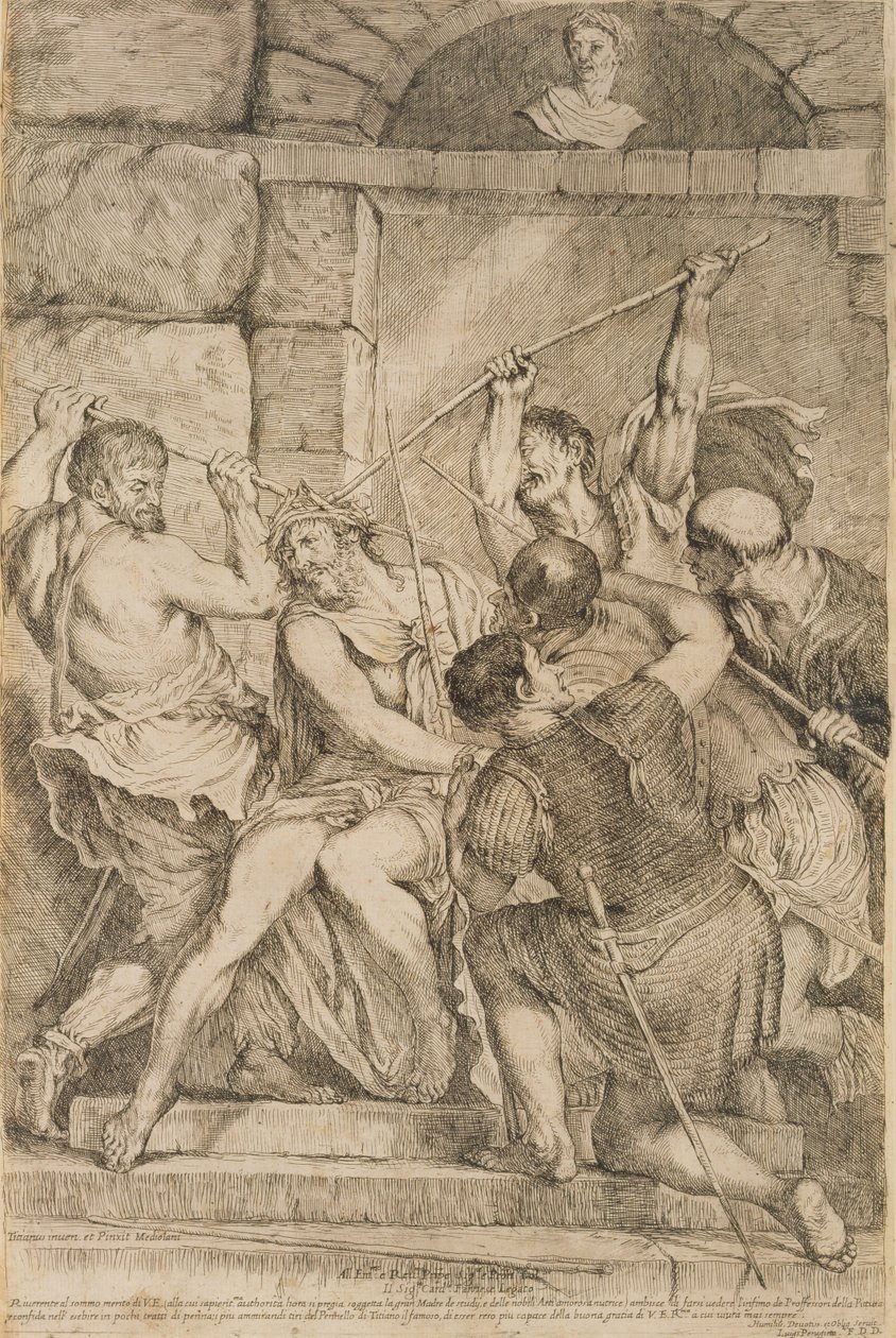 The Crowning with Thorns, gravert av Luigi Scaramuccia (1616-80) 1675 (se 60349) av Tiziano Vecelli