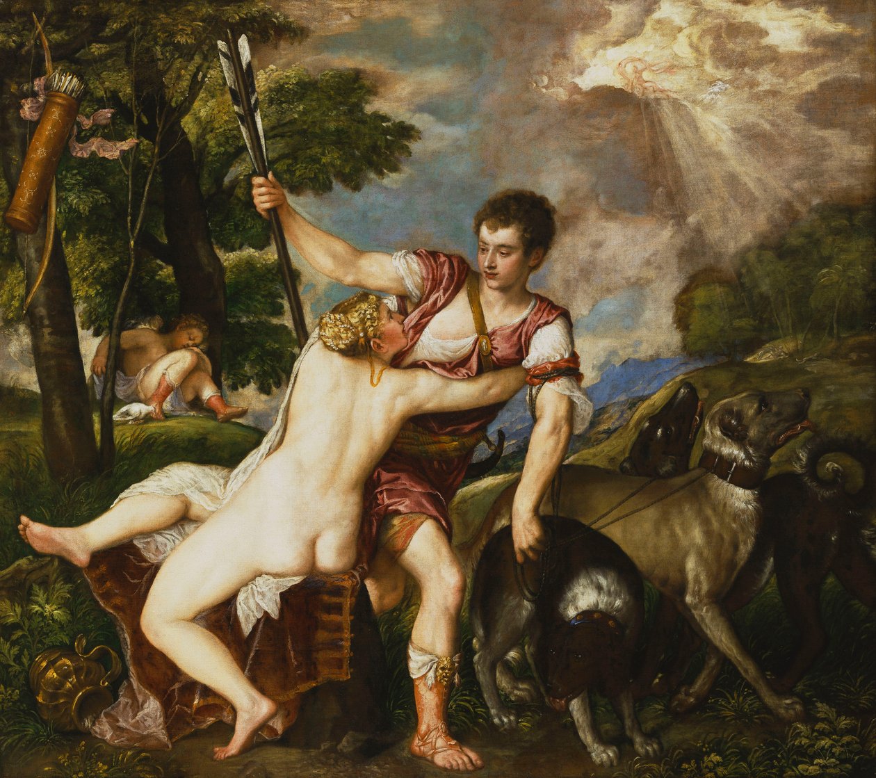 Venus og Adonis, 1554 av Tiziano Vecelli