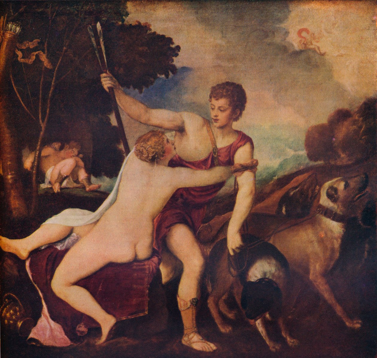 Venus og Adonis, c1545, 1937 av Tiziano Vecelli