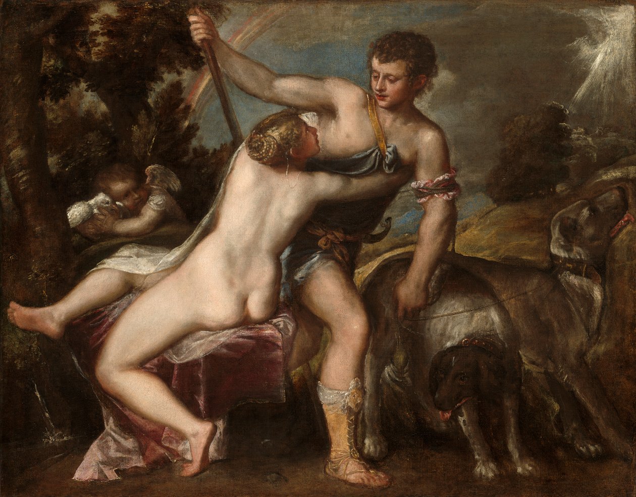 Venus og Adonis, ca. 1560 av Tiziano Vecelli