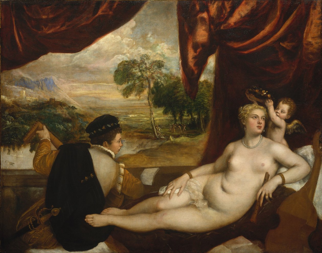 Venus og lutspilleren, ca. 1565-70 av Tiziano Vecelli