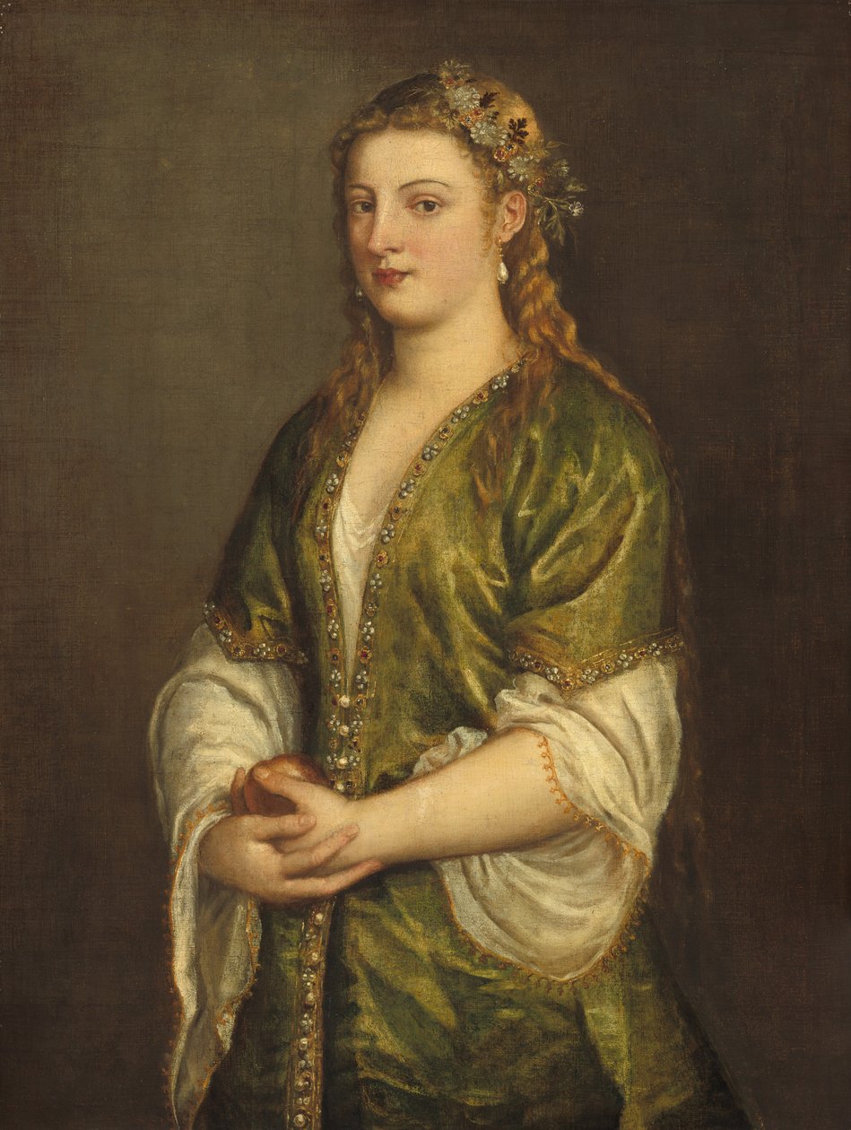 Kvinne som holder et eple av Titian