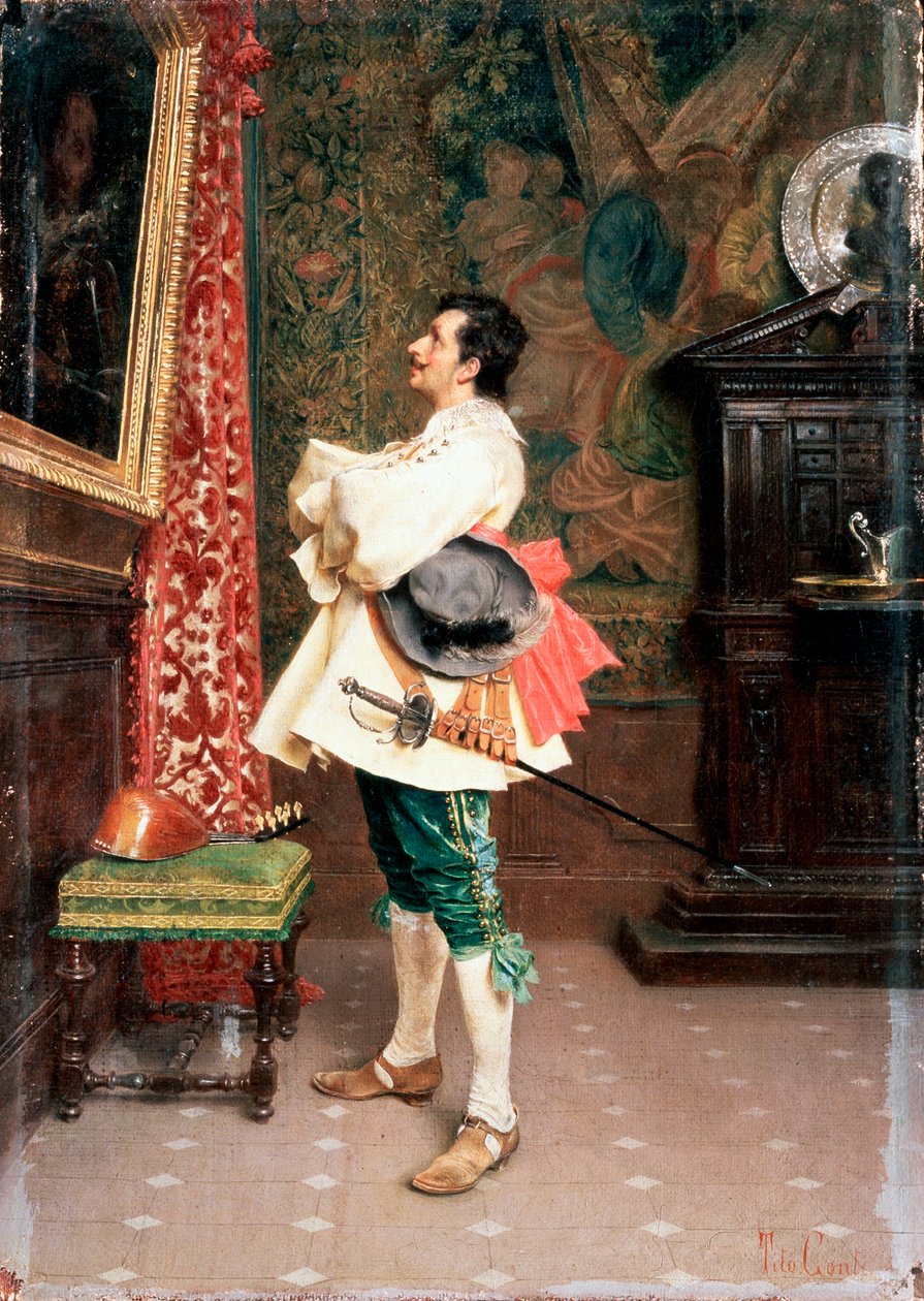Før et portrett, c1860-1920 av Tito Conti
