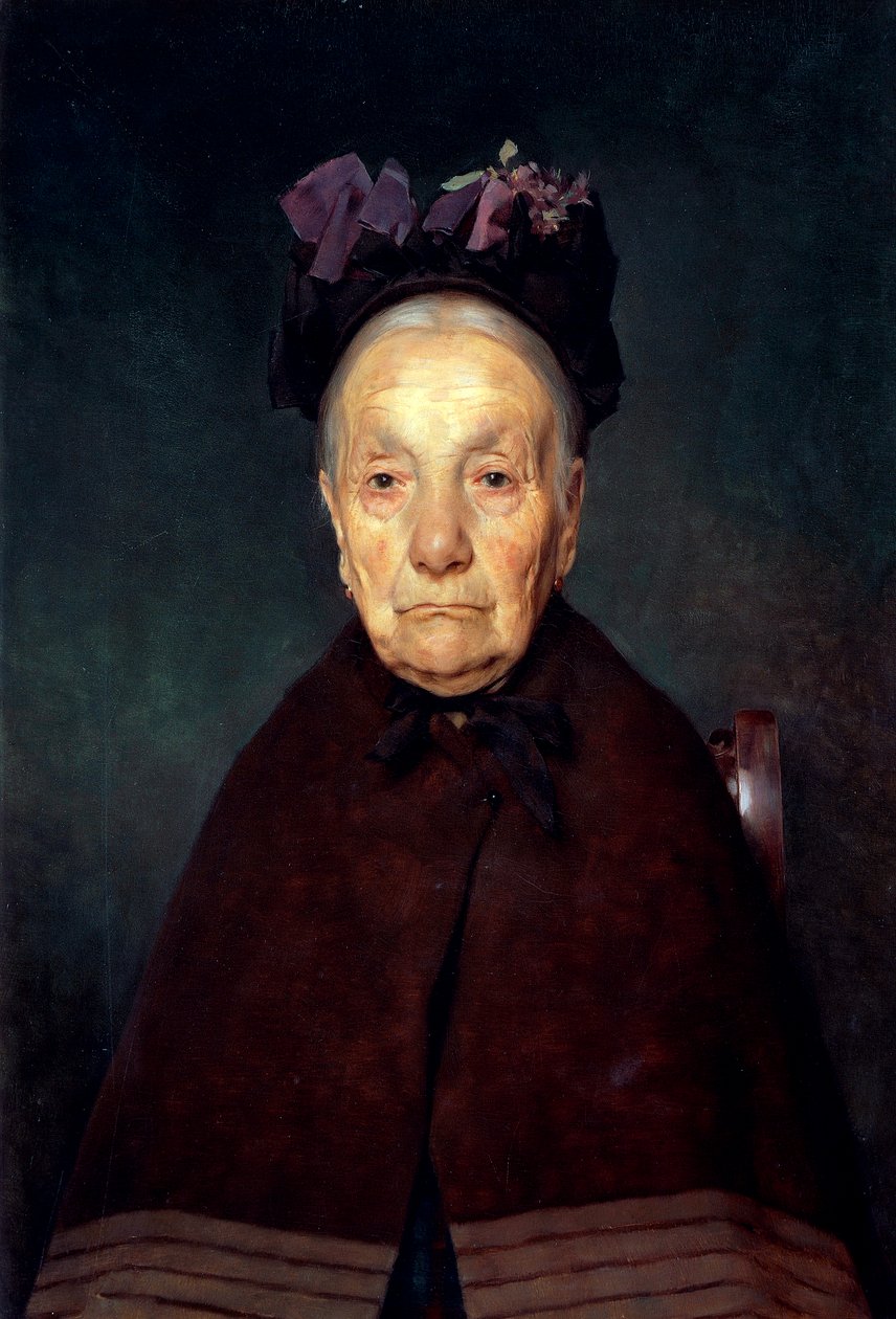 Portrett av gammel kvinne av Tito Lessi (1858-1917), olje på panel, 33x22 cm, ca 1897 av Tito Lessi