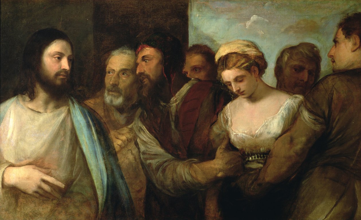 Kristus og horkvinnen, 1512-15 av Tiziano Vecelli