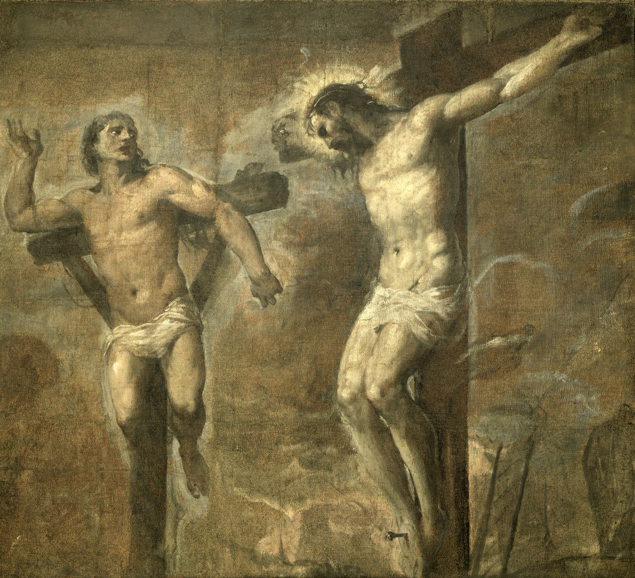 Kristus på korset og den gode tyven, ca. 1565 av Tiziano Vecelli