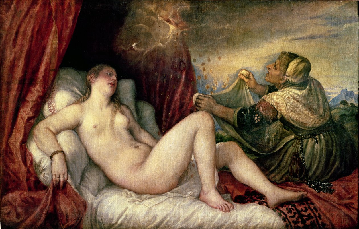 Danae, ca. 1554 av Tiziano Vecelli