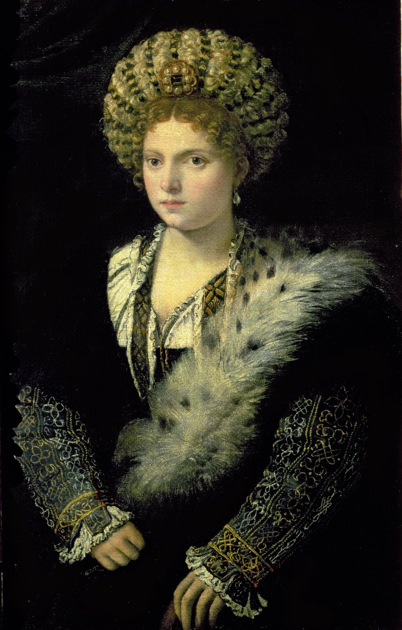 Portrett av Isabella d'Este (1474-1539) av Tiziano Vecelli